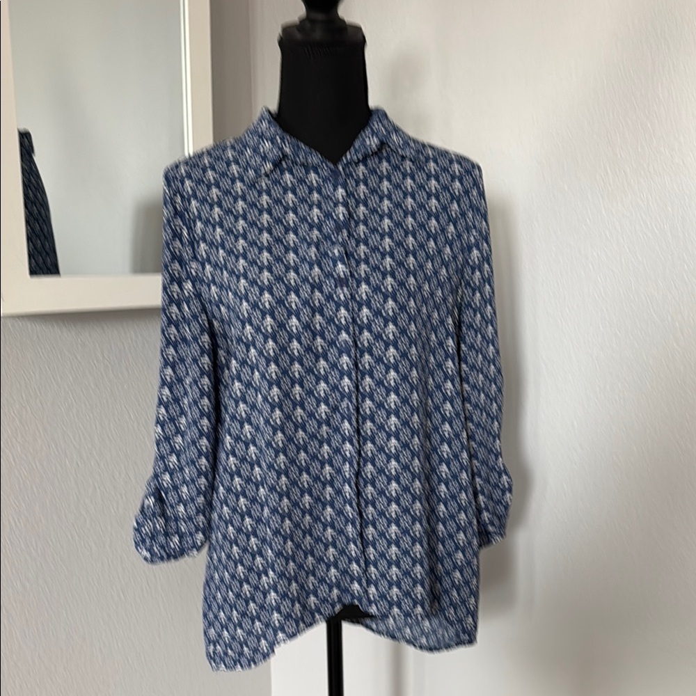 Blue Patterned Blouse